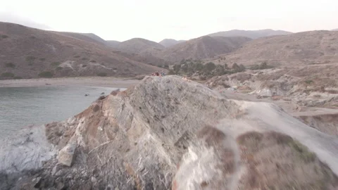 View of the "Whale's Tail" at Two Harbours, Catalina Island Stock Footage 225521468