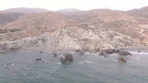 View of the "Whale's Tail" at Two Harbours, Catalina Island Stock Footage 225547901