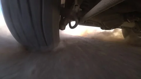 View of the wheel and suspension while driving Stock Footage 300597192