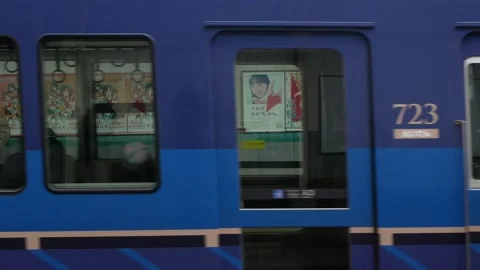 View while kyoto local public train commuter passing moving arriving approa.. Stock Footage 283054543