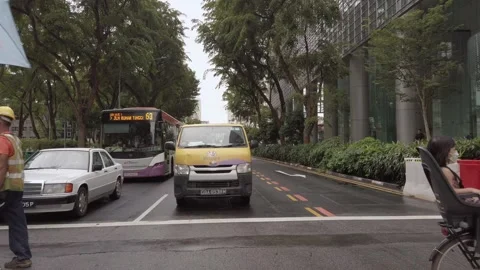View while walking crossing street at intersection while crowd people pedes.. Stock Footage 309917821