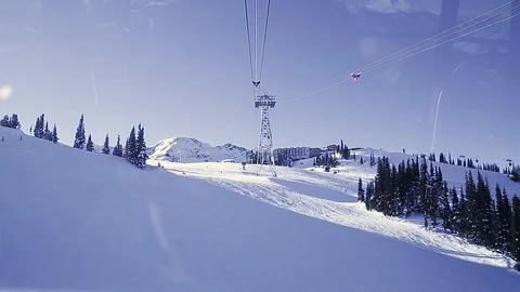 A view of the Whistler side of the Peak 2 Peak gondola that crosses between Stock Footage 101774789