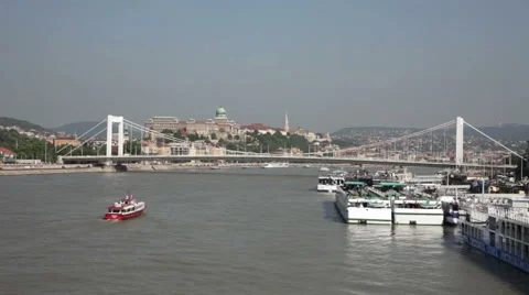 View of the white bridge and Danube in Budapest Video stock 49921550