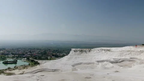 View of the white cliffs in Pamukkale Stock Footage 131422811
