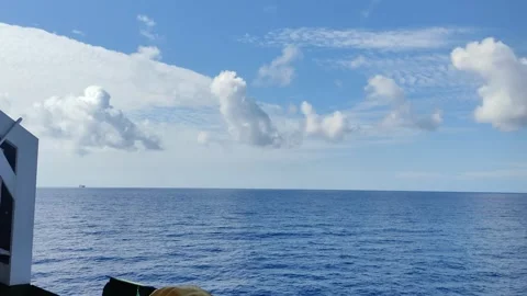 The view of white clouds from aboard the ship. Stock Footage 311489848