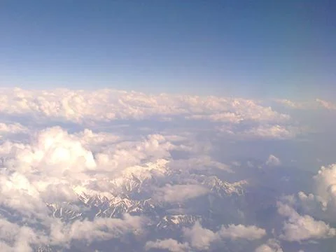 View On White Clouds From The Airplane Window, India Stock Photos