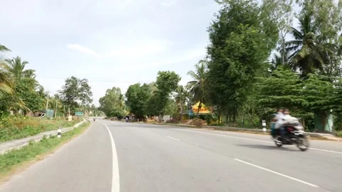 View of white line on the side of road in India Video stock 156972649
