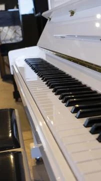 View of white piano keys Stock Photos