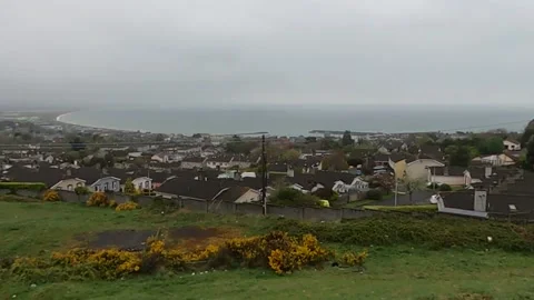View of wicklow city in the cloudy day with sea in background. Stock Footage 158861438