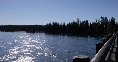 View of a wide river from a bridge 4k 24fps Stock Footage 77249648