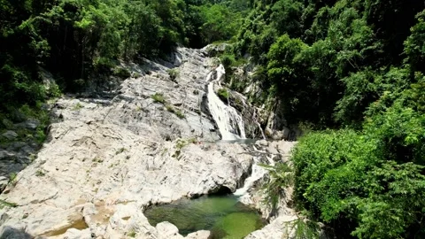 View of the wild river falls. The wild landscape of the forest rivers. Stock Footage 233258107