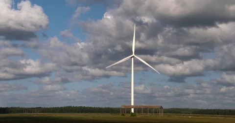 View of the wind generator, Latvia Vídeo Stock 78989565