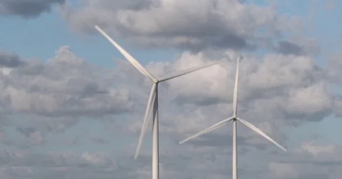 View of wind generators, Latvia Vídeo Stock 78989215