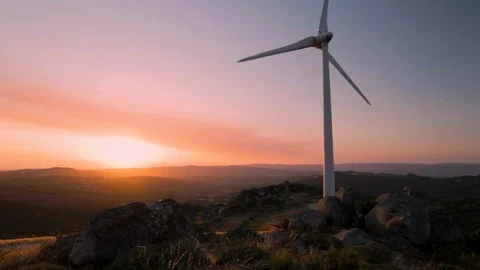 View of a Wind Turbine at Sunset 스톡 동영상 109155351