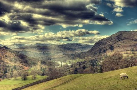 View of windermere from high up Stock Photos