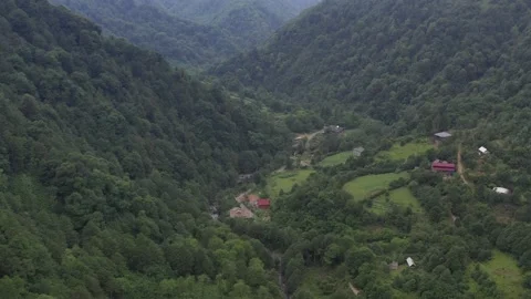 A view of a winding mountain river from a drone Stock Footage 151194187