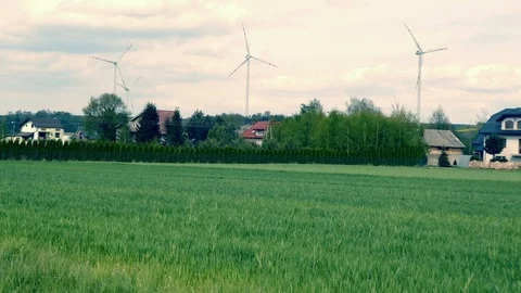 View of windmills on the field. Vídeos de archivo 116393362