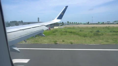View from the window of aircraft during landing Stock Footage 282951489