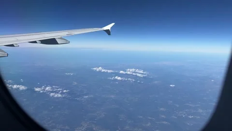 View from window of airplane flying over Portugal in December Stock Footage 227488784