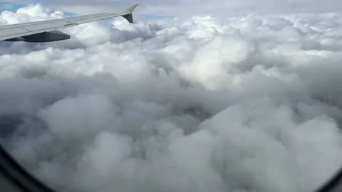 View from window of airplane landing in Lisbon in December Stock Footage 226991292