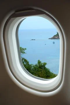 View from window with airplane Stock Photos