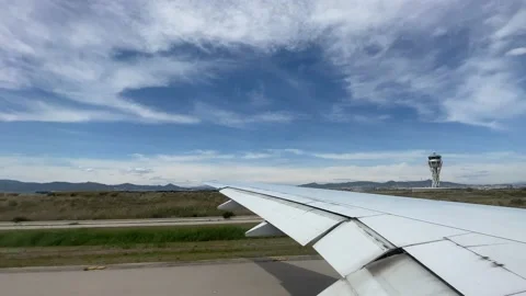 View from the window airplane taxiing Video stock 154614890