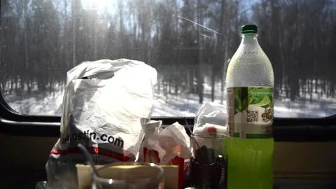 View of the window and the table with food 動画素材 129712557