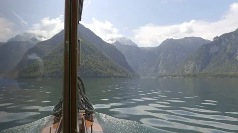 View from the window on the boat ride on the lake Stock Footage 82285166