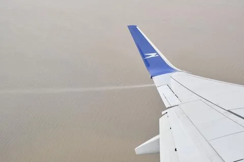 View from a window of a Boeing 737-700 jet of Aerolineas Argentinas Stock Photos
