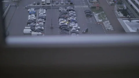 View from the window. At the bottom of the car park. Stock Footage 73949187