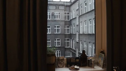 View from the window on the building courtyard Stock Footage 108789346