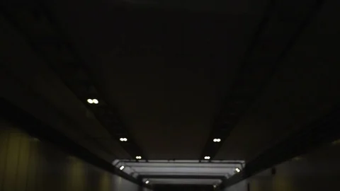 View from the window of the car driving through the tunnel Stock Footage 120142852