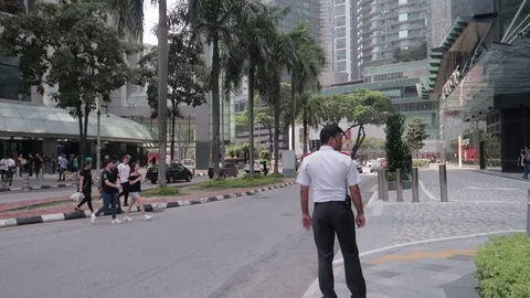 View from the window of the car to the flickering far petronas towers Stock Footage 116125750
