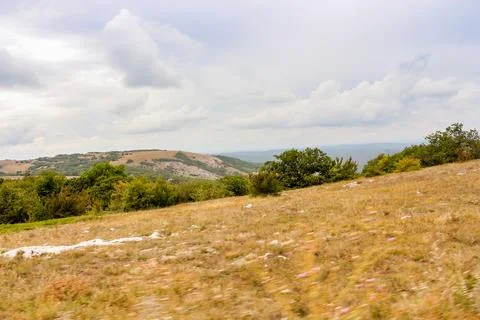 View from the window of a car in motion. 库存照片