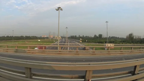 The view from the window of a car moving on a highway Stock Footage 71844385