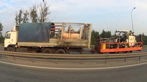 The view from the window of a car moving at highway in summer day Stock Footage 71844508