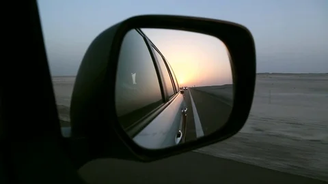 View from the window of the car on the rearview mirror Stock-Footage 75969251