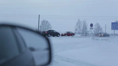 View from the window of the car on the road . the mirror is out of focus Stock Footage 58499500