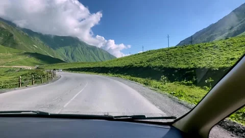View from the window of a car on the surrounding landscape. Stock Footage 253060478