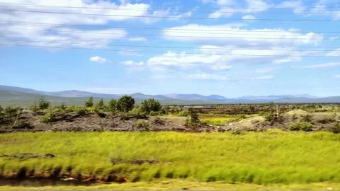 View from the window of the car on the tundra. Video stock 297439566