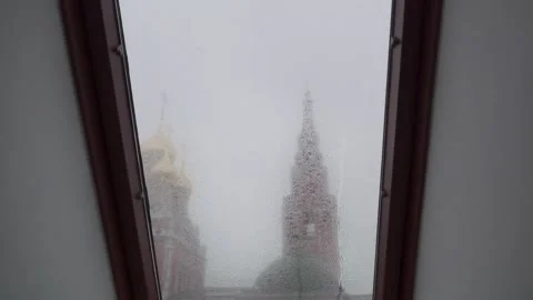 View from the window to the church Stock Footage 141361121