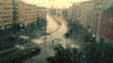 View from window on city traffic on rainy day Stock Footage 54021807