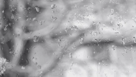 View from window close up house, winter snow rainy day Video stock 319478419