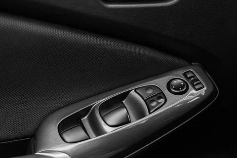 View of window controls in modern car, closeup Stock Photos