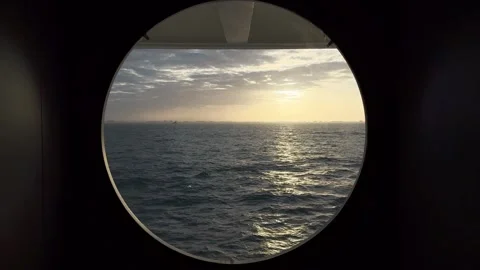 A view from the window of the Cruise Ship in the late afternoon. Stock Footage 267520849