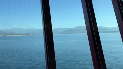 View from the window of a cruise ship on the Mediterranean Sea Stock Footage 293164746