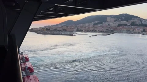 View from the window of a cruise ship on the Mediterranean Sea Stock Footage 293164771
