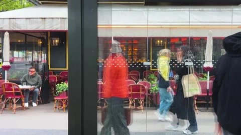 View from the window during a bus ride through the glass of the bus stop. Stock Footage 311942133