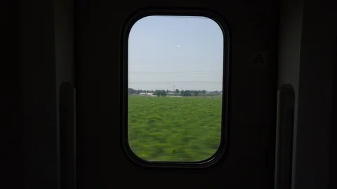 View from a window of the fast train in China. train goes at a speed 310 km/h Stock Footage 116155538