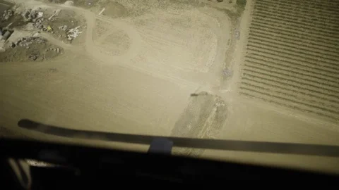 View From Window Of Flying Helicopter. Camera Inside. Ground. Sunny Day Vídeo Stock 80388650